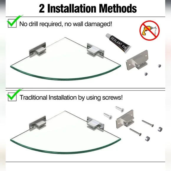 GeekDigg 2-pack glass shower shelves - Picture 3 of 14